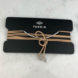 Torrid Tan Suede Rhinestone Wrap Choker